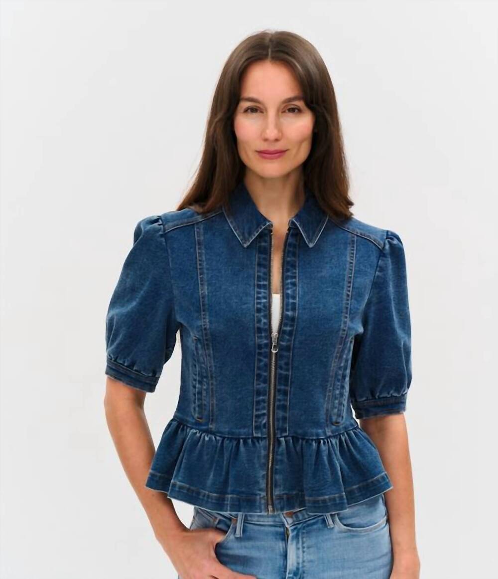 NEW SIX/FIFTY delancey denim peplum jacket in blue